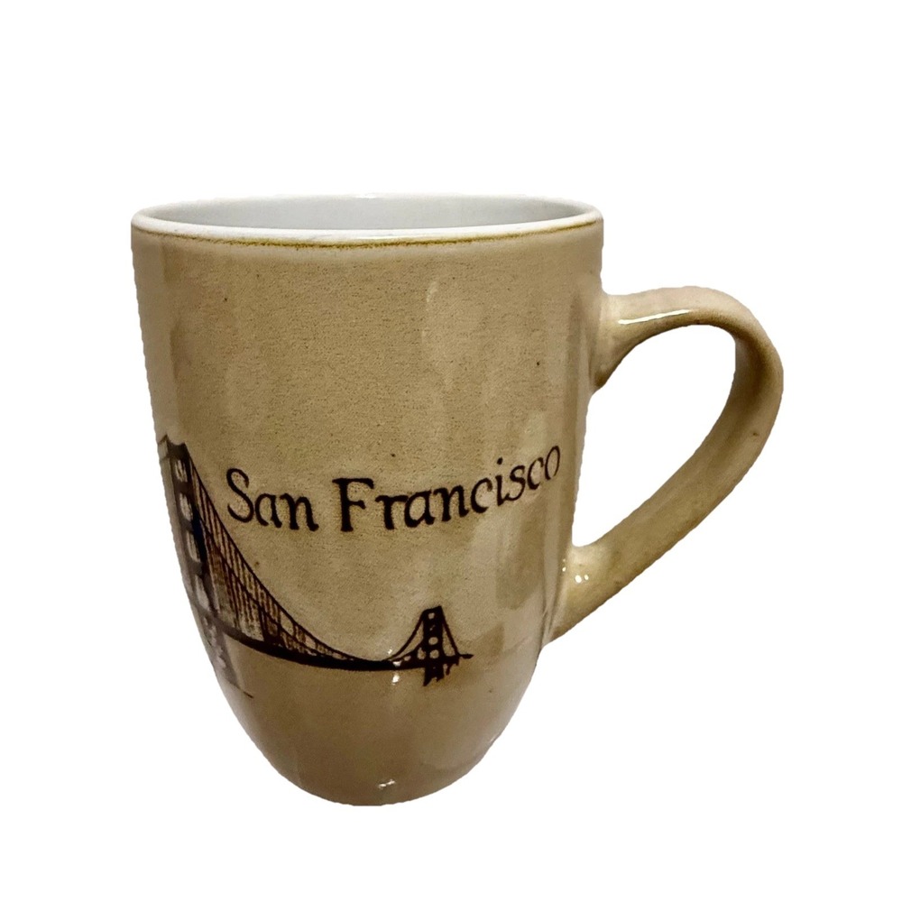San‎ Francisco Golden Gate Bridge Souvenir Coffee Mug Tan Ceramic Travel Cup